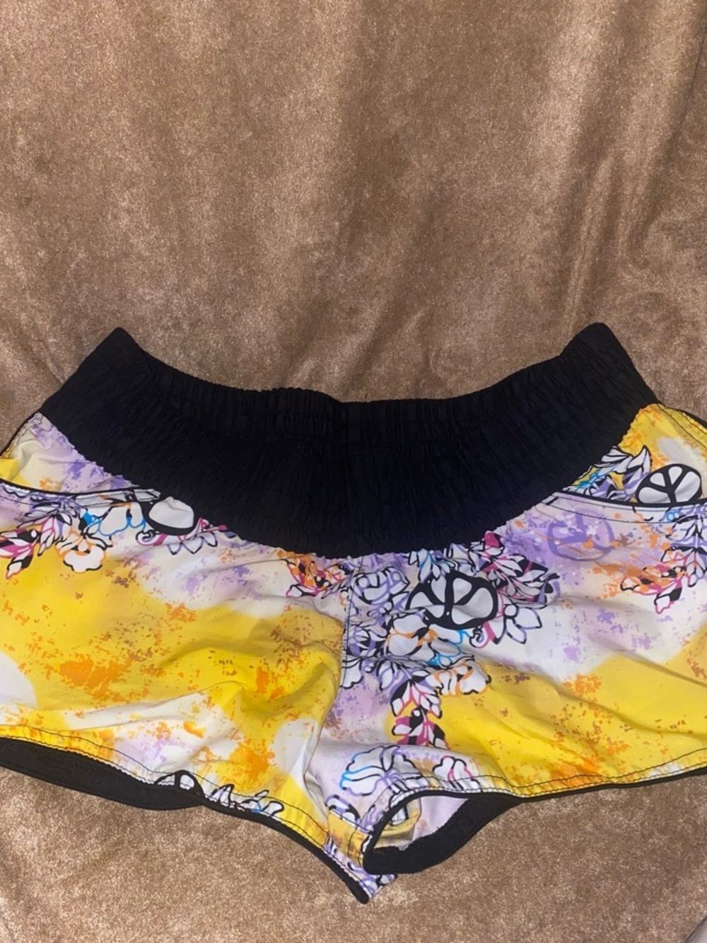 Floral Peace Sign Board Shorts Size Medium Beach Swim Cover-Up Y2k Women’s